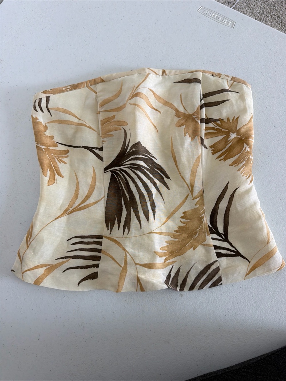 Designer Barry Bricken VTG Women’s silk & linen strapless corset top Sz 2